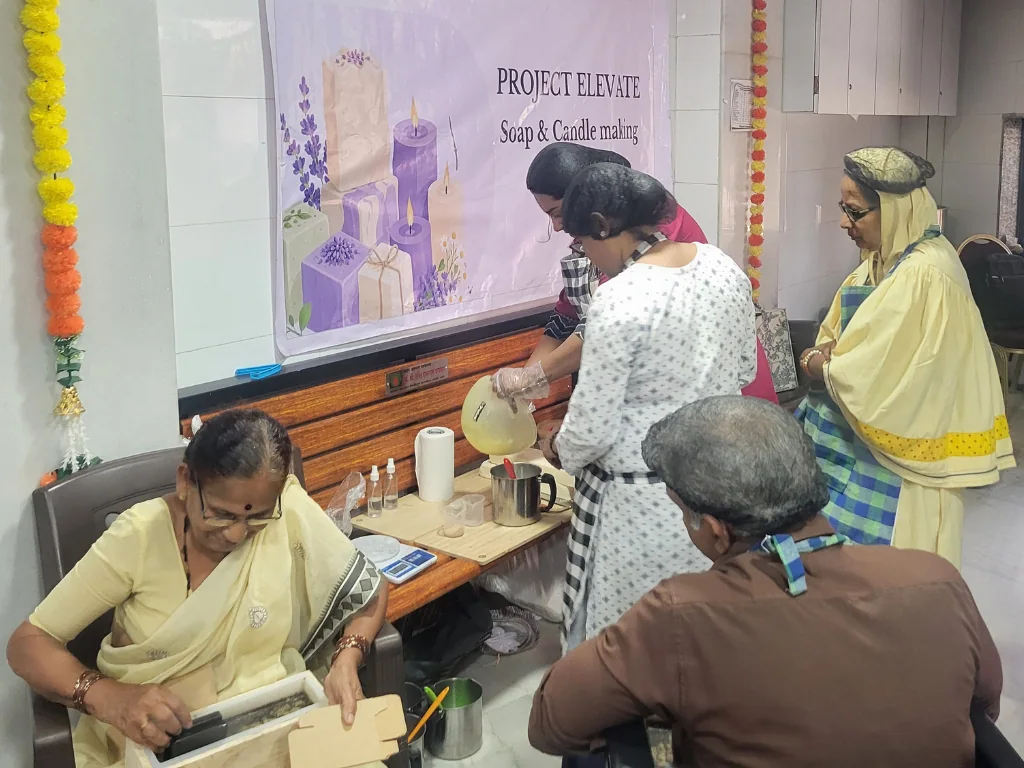 Women learning soap making together during a skills training